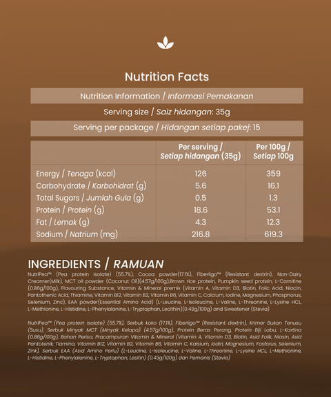 What are the nutrition facts of Clean & Lean Cocoa?