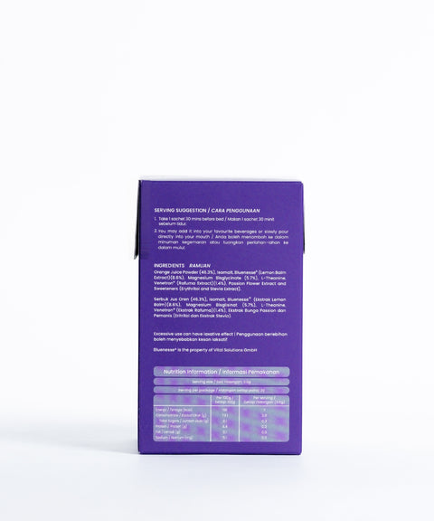 BEWell's PEACE Natural Sleep & Mood Support Supplement Back Nutrition Info